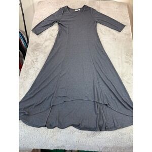 Chico's Women's Gray Maxi Dress Size 2 High Low Hem 3/4 Sleeve Relax Minimalist
